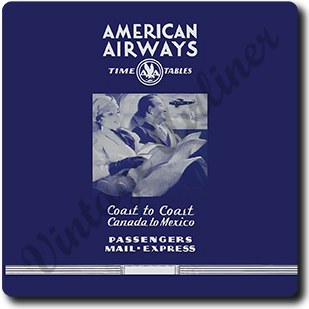 AA 1930's Blue Timetable Cover Square Sandstone Coaster