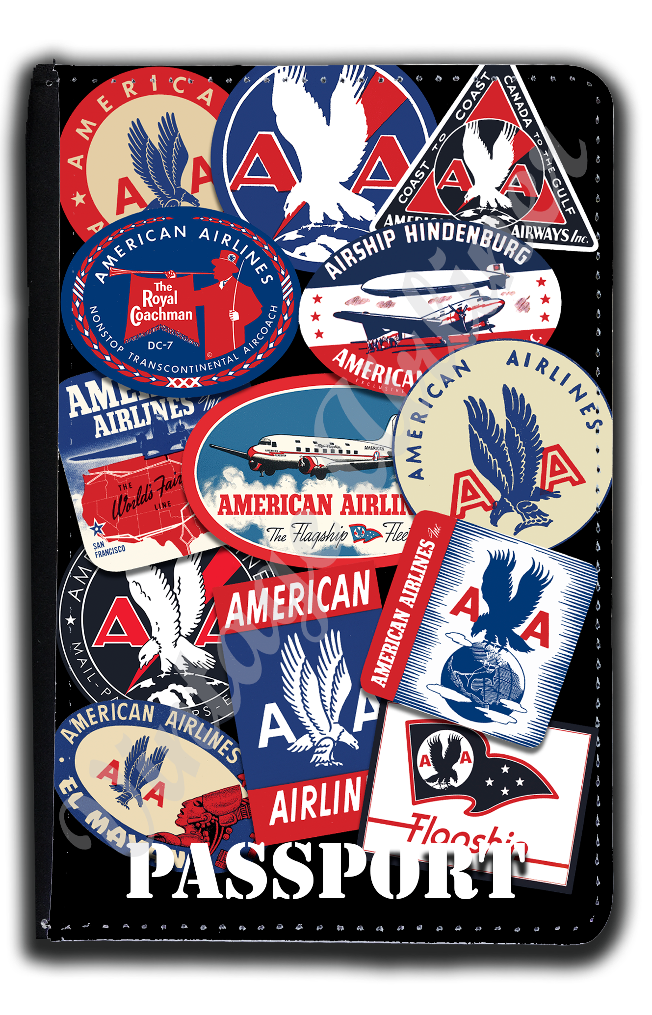 AA Travel Sticker Collage Passport Case