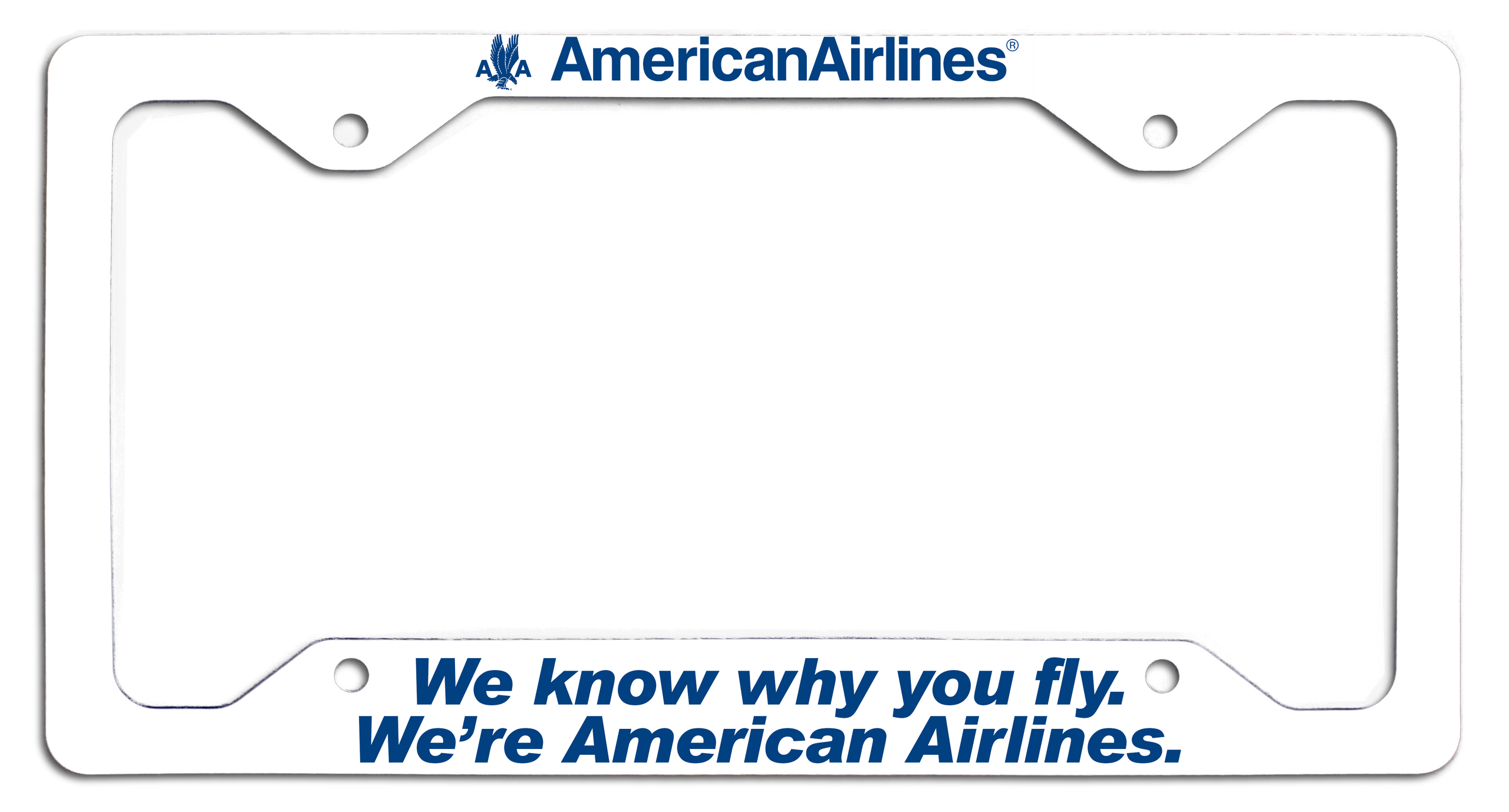 American Airlines - We Know Why You Fly - w/AA Eagle License Plate Frame