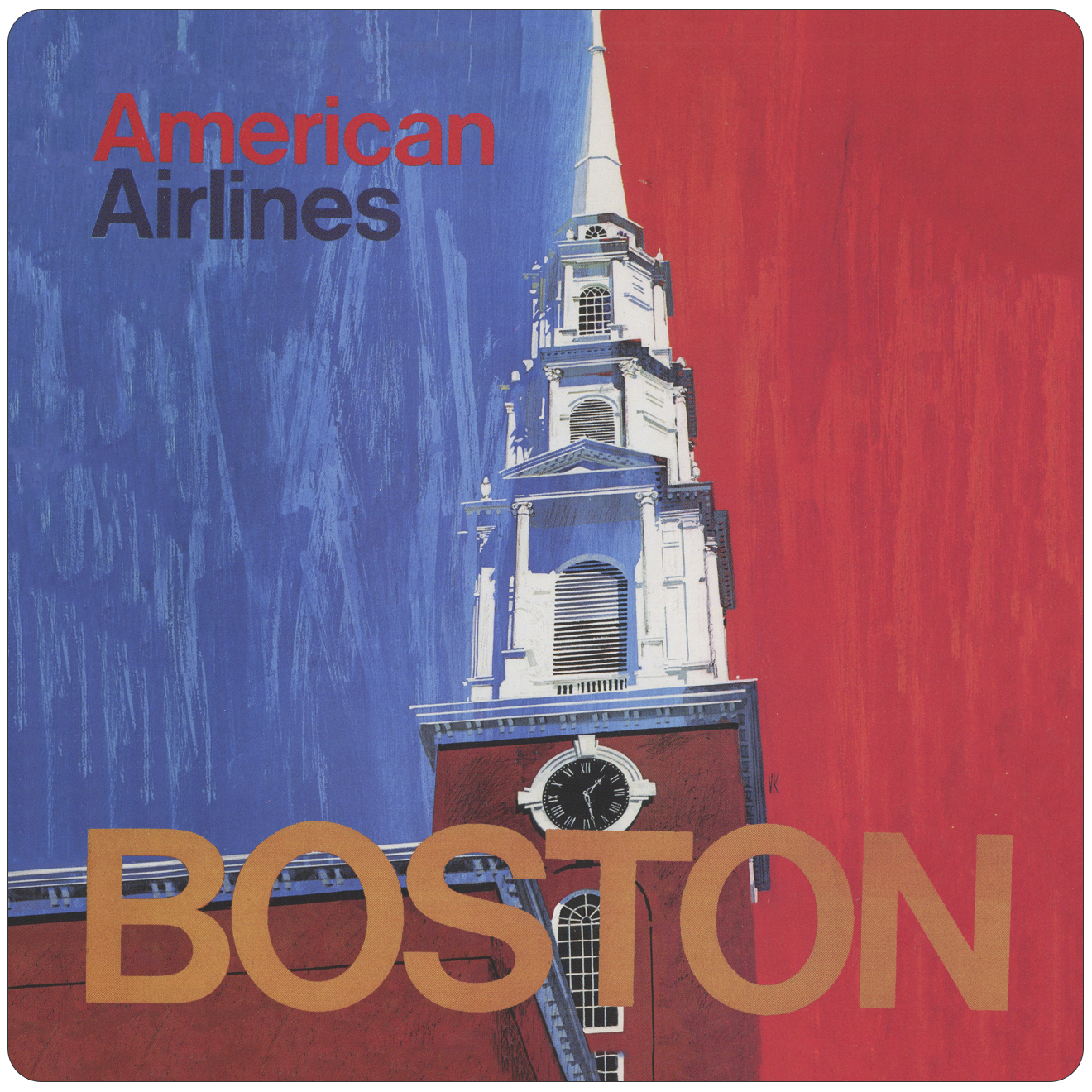 AA Boston Travel Poster Square Sandstone Coaster