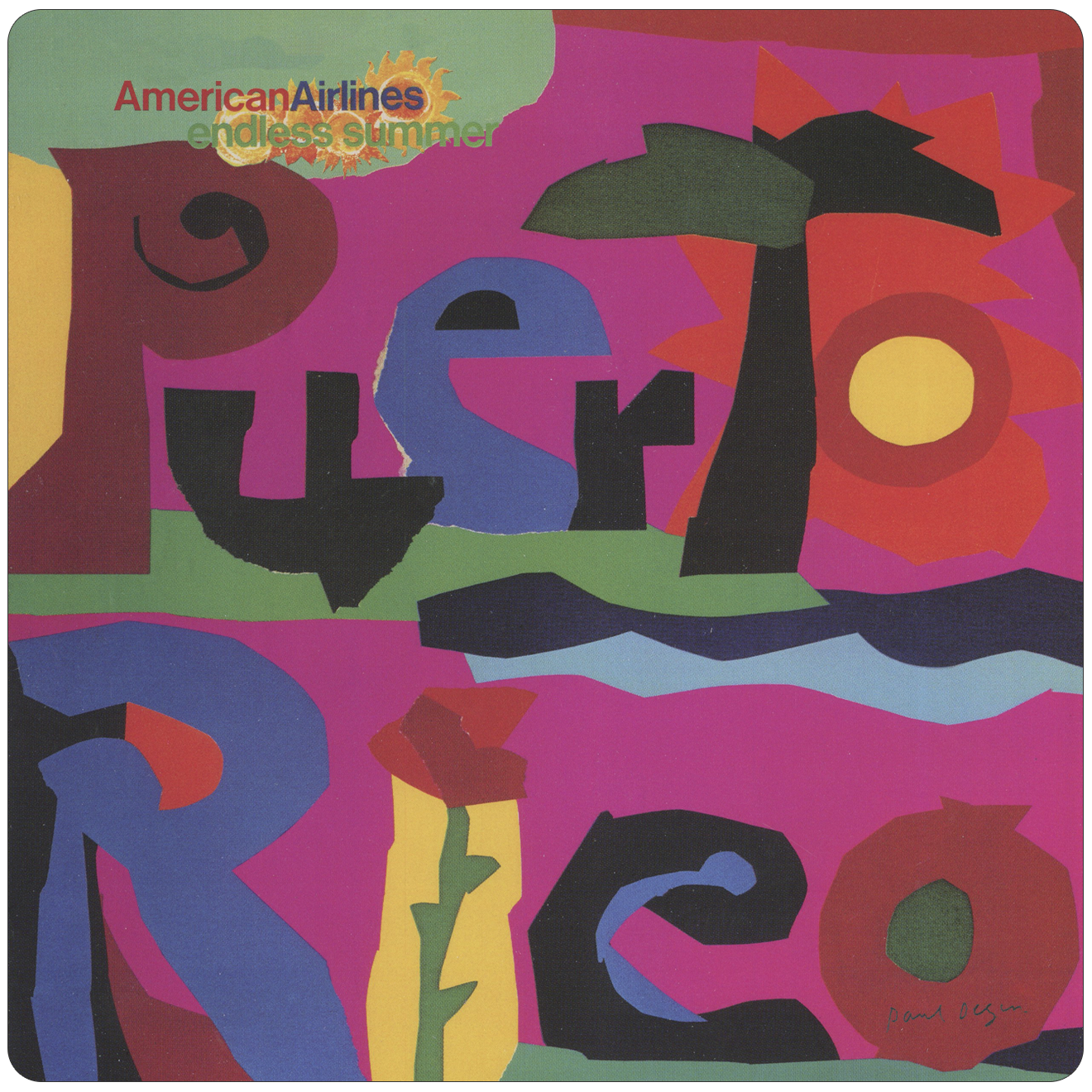 AA Puerto Rico Travel Poster Square Sandstone Coaster