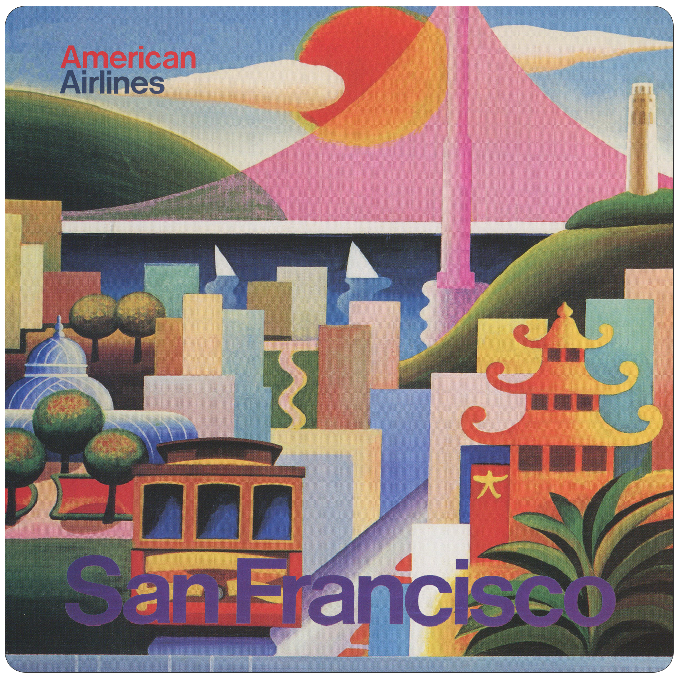 AA San Francisco Travel Poster Sandstone Coaster