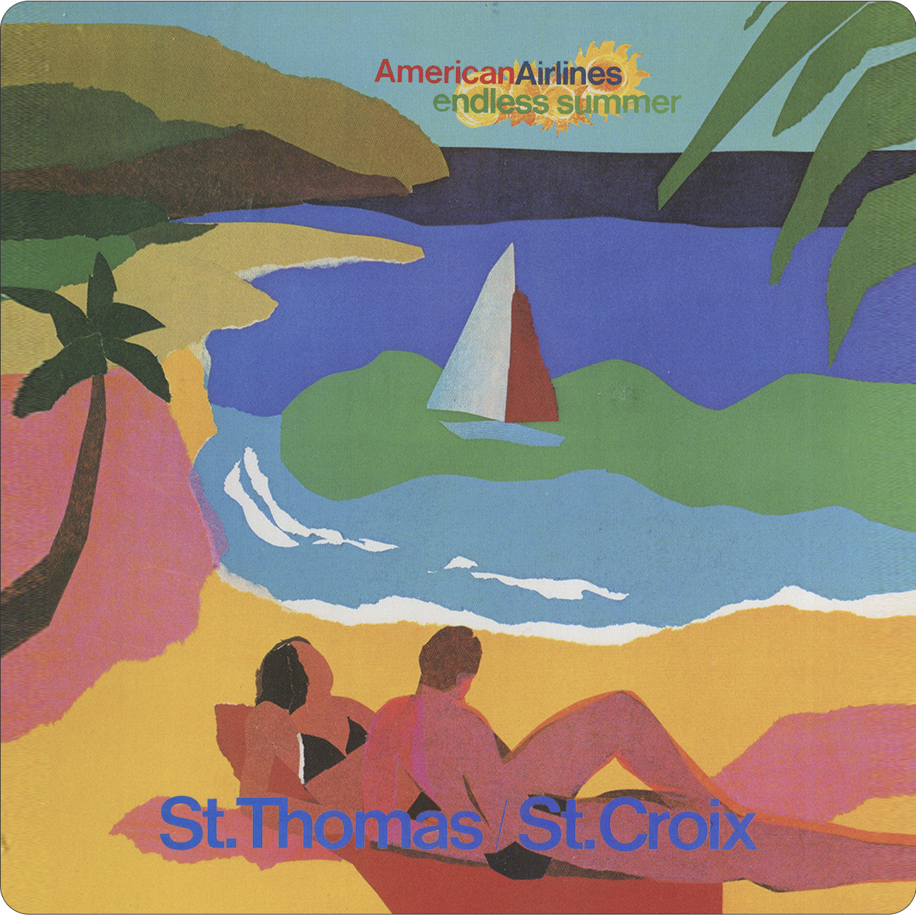 AA St. Thomas/St. Croix Travel Poster Square Sandstone Coaster