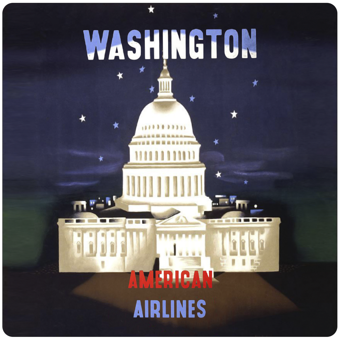 AA Washington DC 1960's Travel Poster Square Sandstone Coaster