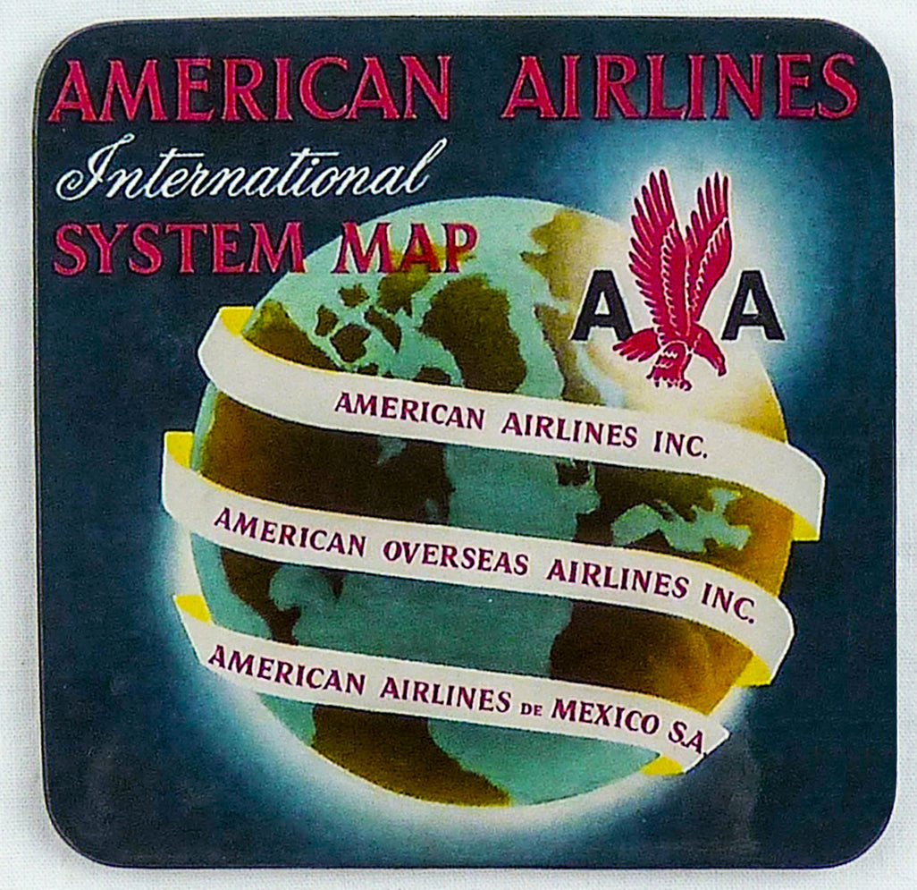 American Airlines Route Map Logo Square Sandstone Coaster
