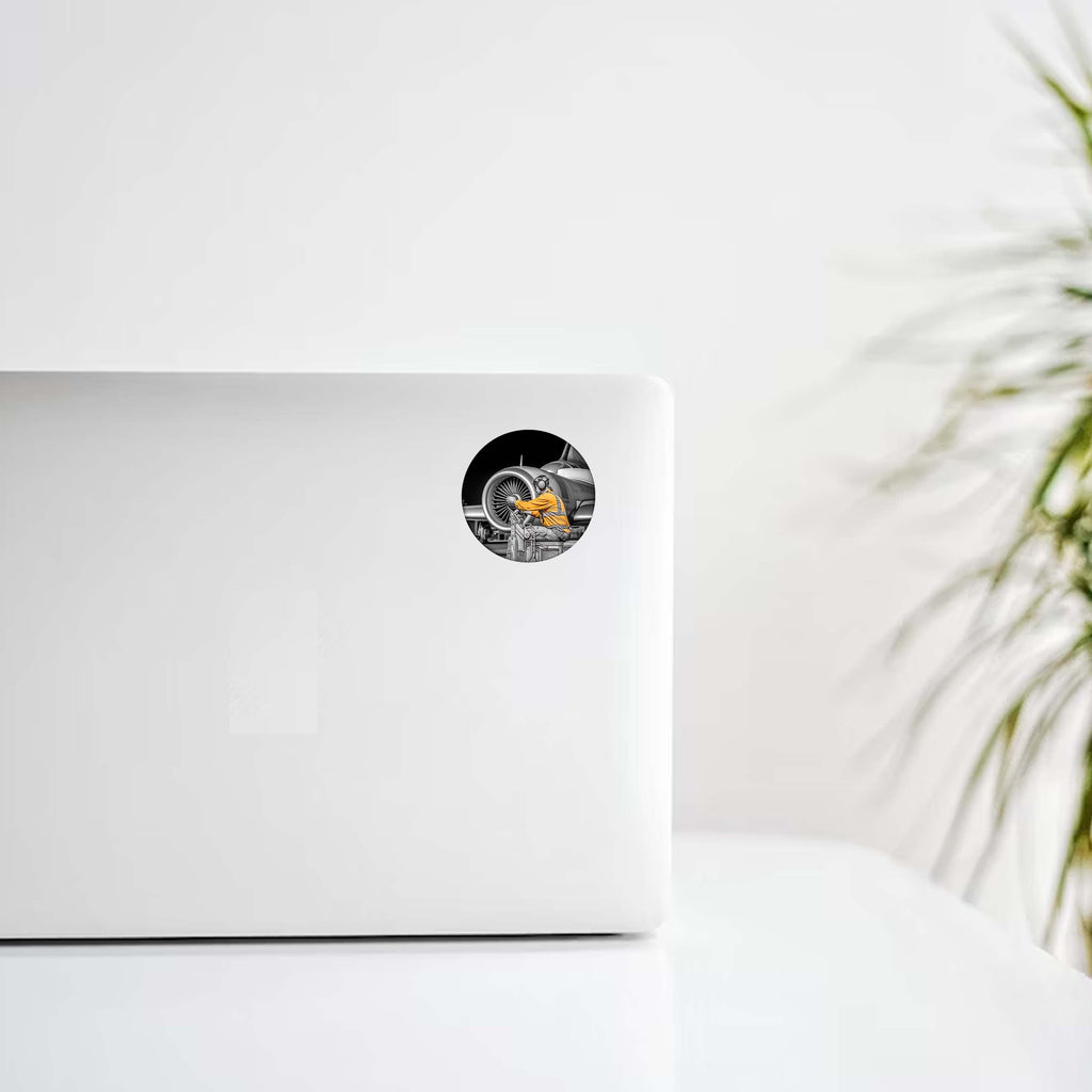 Aircraft Mechanic At Work Decal Stickers