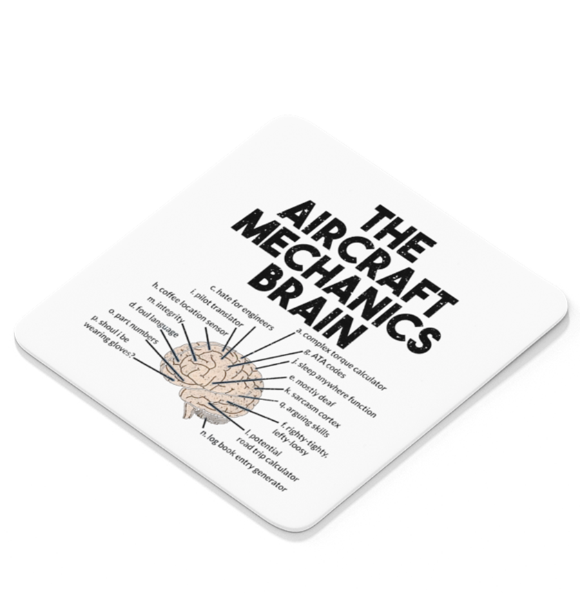 Aircraft Mechanic Brain Square Sandstone Coaster