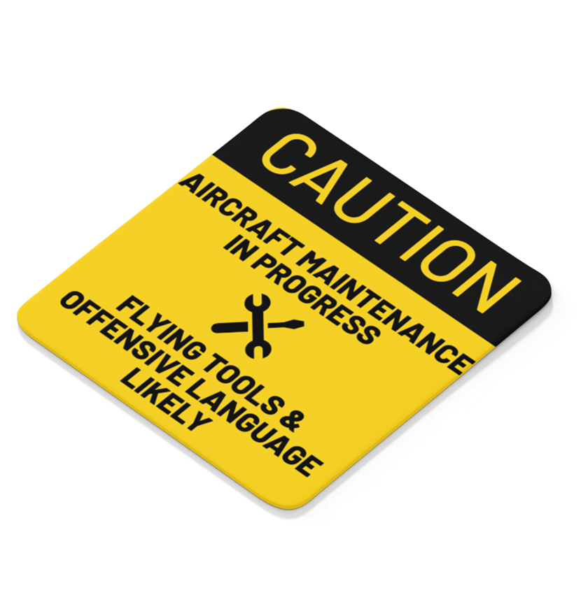 Caution Flying Tools Square Sandstone Coaster