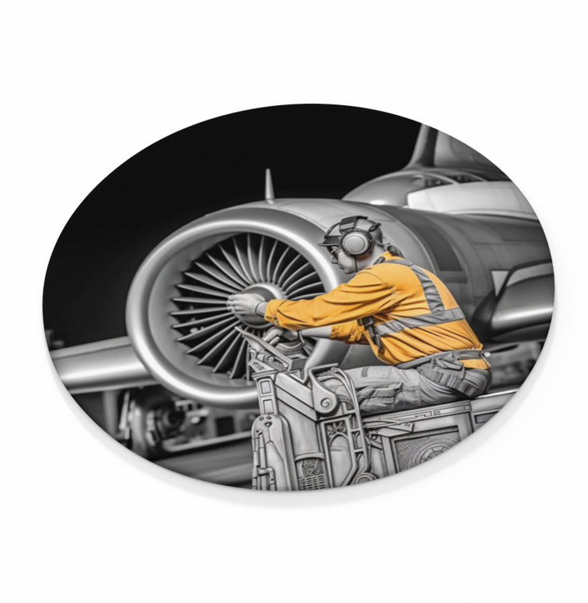 Aircraft Mechanic Round Sandstone Coaster