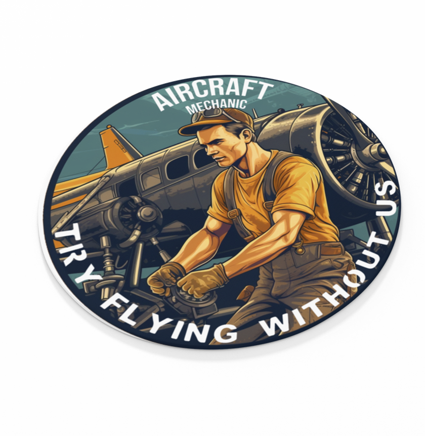 Try Flying Without Us - Aircraft Mechanic - Round Sandstone Coaster