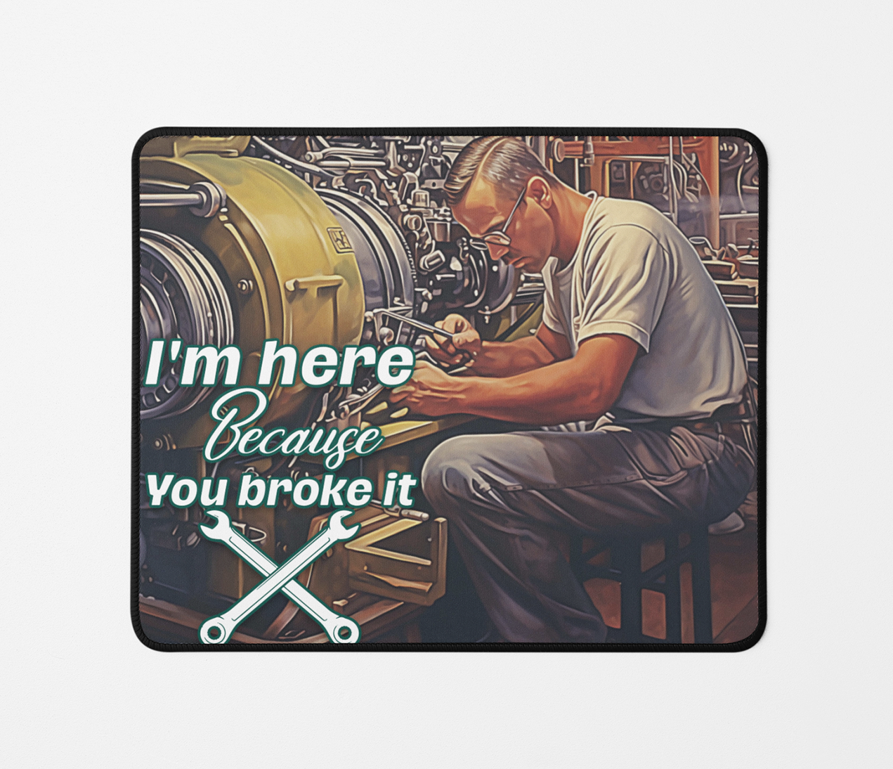 Here Cause You Broke It Aircraft Mechanic Rectangular Mousepad