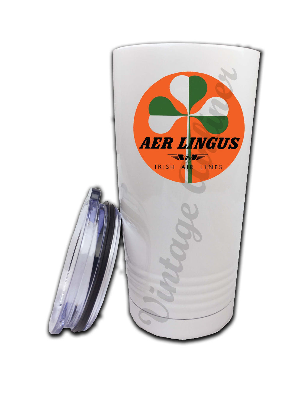 Aer Lingus Irish Air Lines Green and White Shamrock Vintage Bag Sticker Tumbler