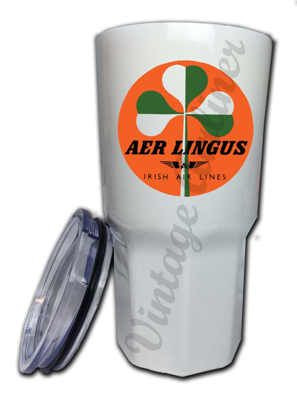 Aer Lingus Irish Air Lines Green and White Shamrock Vintage Bag Sticker Tumbler