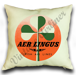 Aer Lingus Green Shamrock Linen Pillow Case Cover