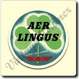 Aer Lingus Airlines Vintage Square Sandstone Coaster