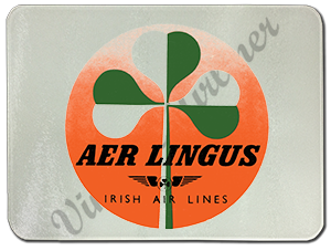 Aer Lingus Vintage Green and White Bag Sticker Glass Cutting Board