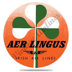 Aer Lingus Green & White Shamrock Round Sandstone Coaster