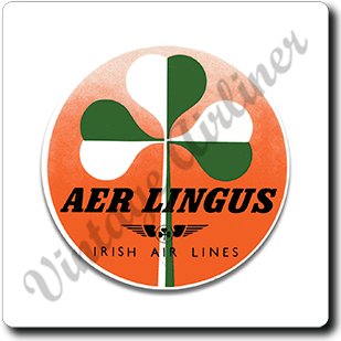 Aer Lingus Green & White Shamrock Square Sandstone Coaster
