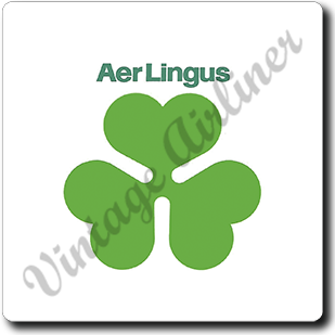 Aer Lingus Green Shamrock Logo Square Sandstone Coaster