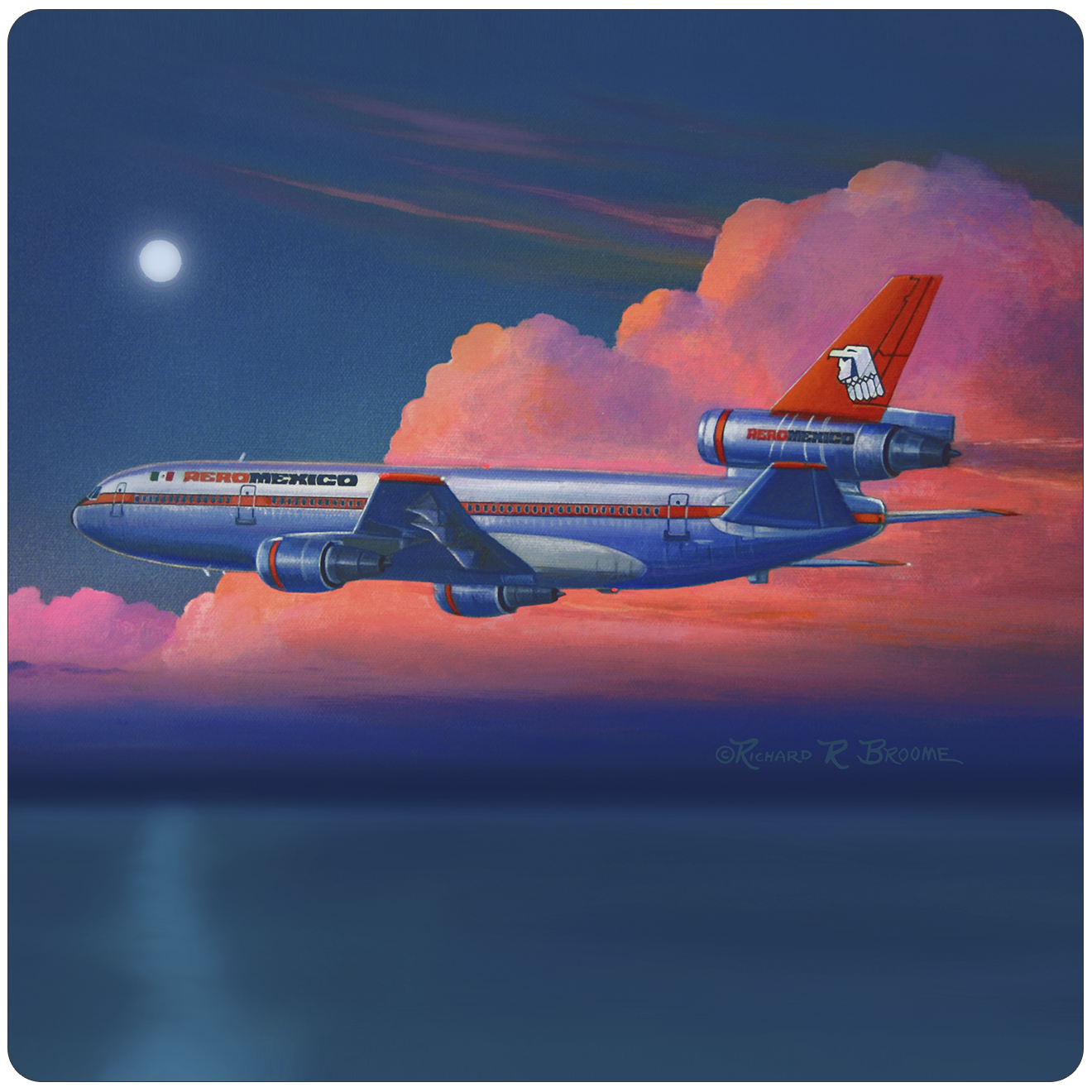 AeroMexico DC10 Square Sandstone Coaster by Rick Broome