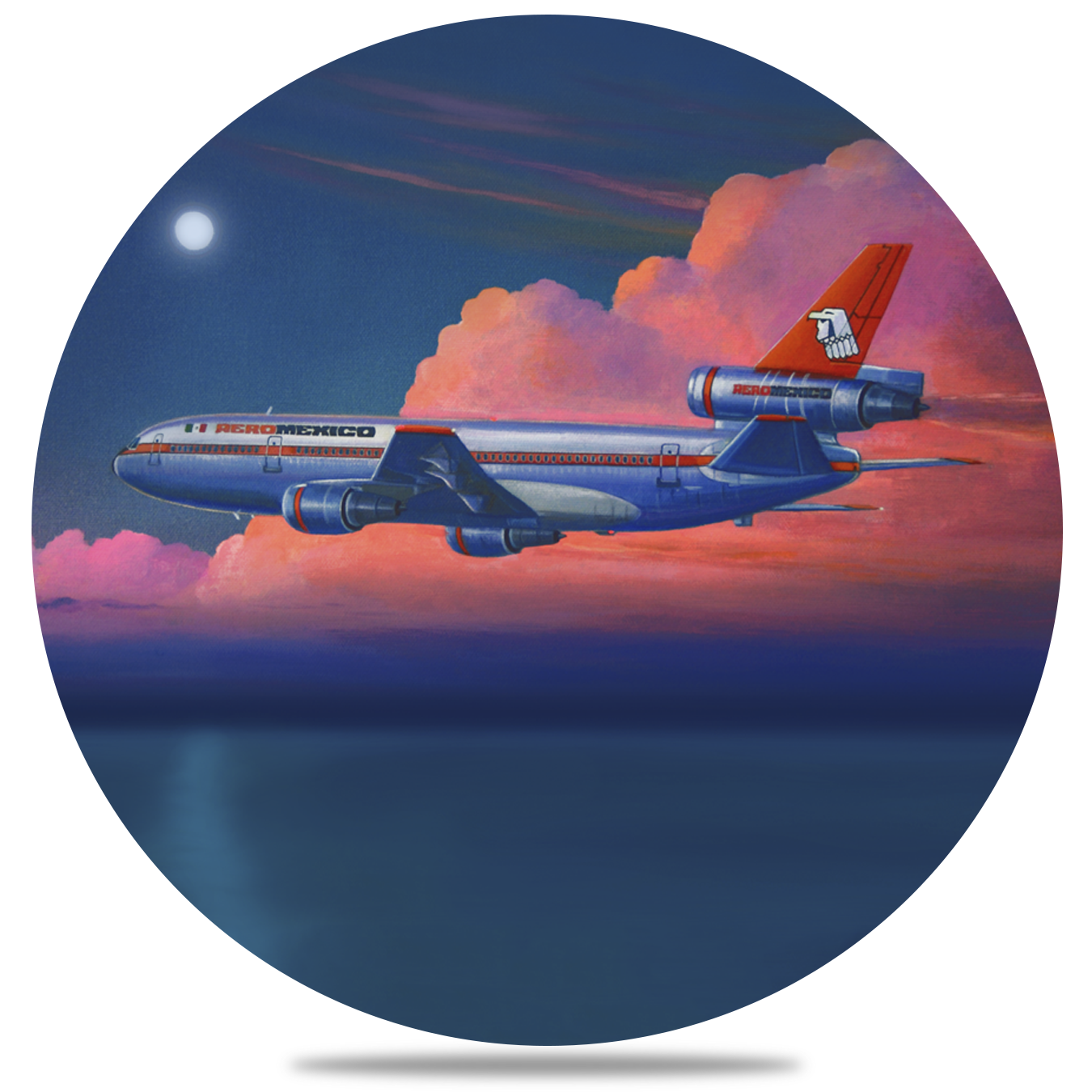 AeroMexico DC10 Round Sandstone Coaster by Rick Broome