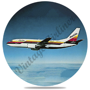 Air Cal Flying Airplane Round Sandstone Coaster