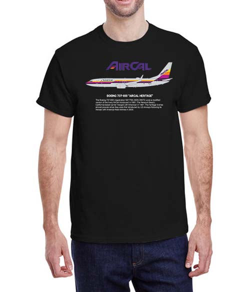 Air Cal Livery - Boeing 737-800 Aircal Heritage - Historical T-Shirt