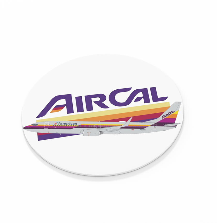 Air Cal Logo w/ Livery -  Round Sandstone Coaster