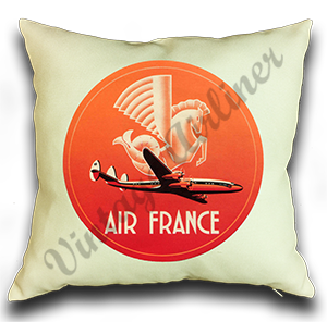 Air France 1950's Bag Sticker Linen Pillow Case Cover