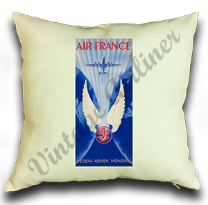 Air France 1950's Bag Sticker Linen Pillow Case Cover