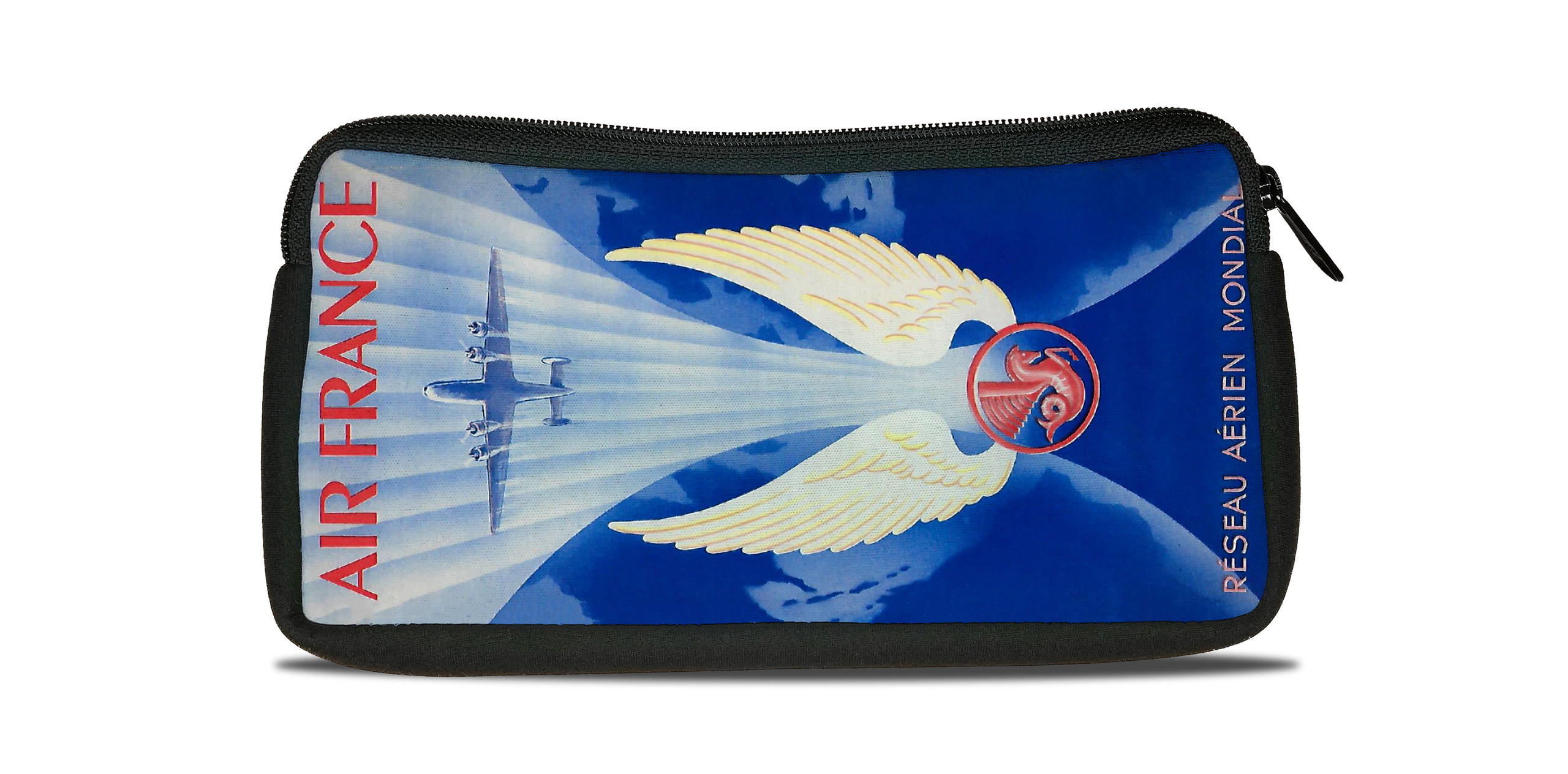 Air France Vintage Timetable Cover Bag Sticker Travel Pouch