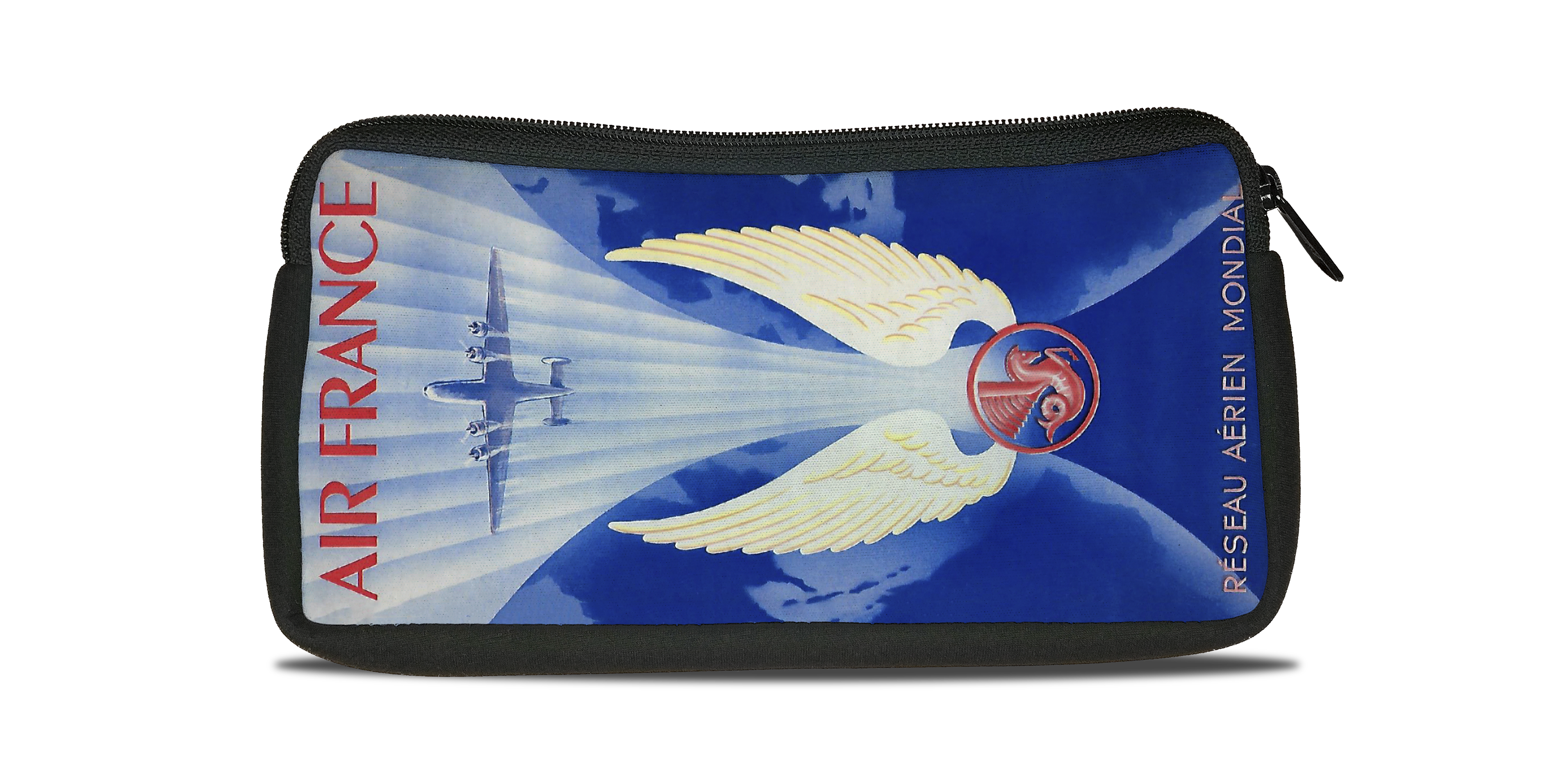 Air France Vintage Timetable Cover Bag Sticker Travel Pouch