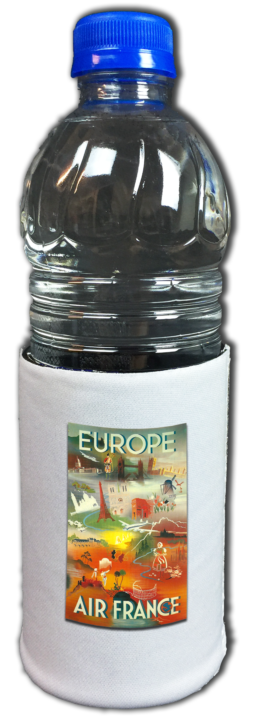 Air France Vintage 1970's Europe Brochure Cover Bag Sticker Beverage Wrap