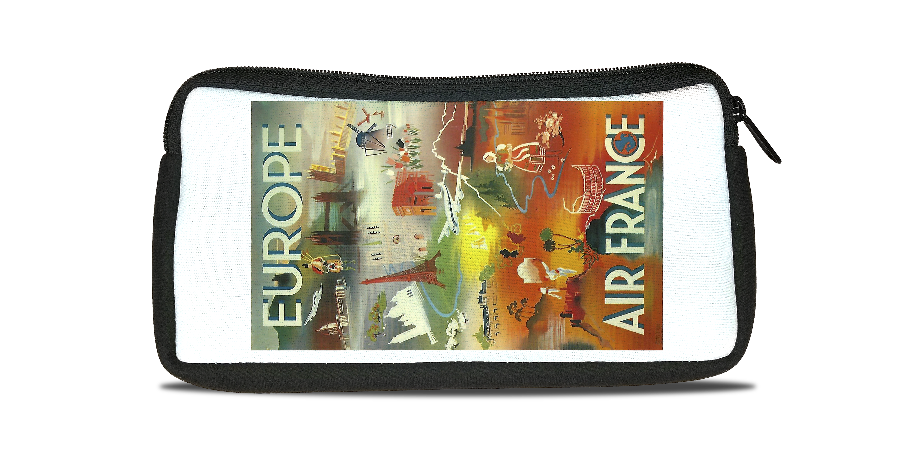 Air France Vintage 1970's Europe Brochure Cover Bag Sticker Travel Pouch