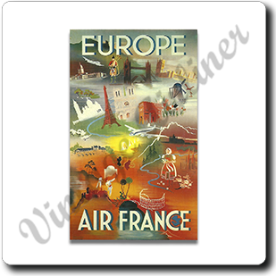 Air France Vintage 1970's Europe Brochure Cover Square Sandstone Coaster