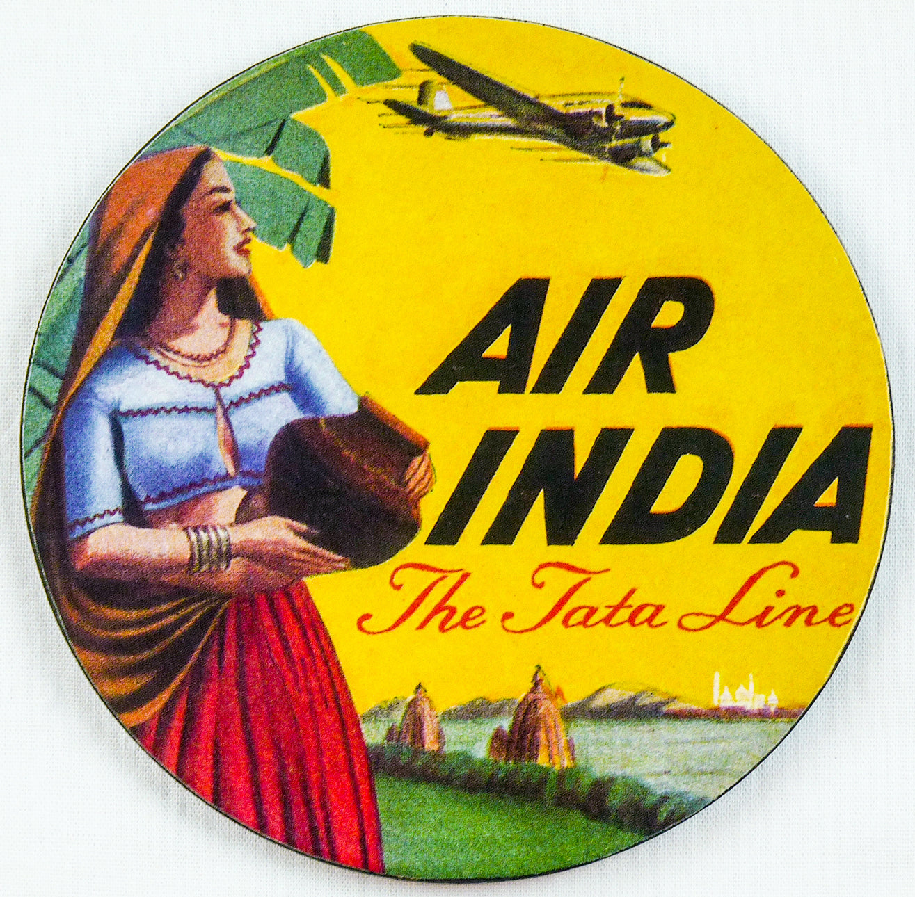 Air India Vintage Round Sandstone Coaster