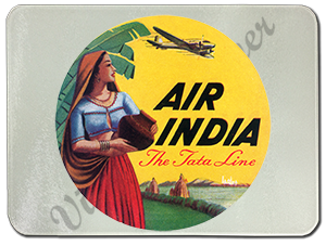 Air India Vintage Bag Sticker Glass Cutting Board