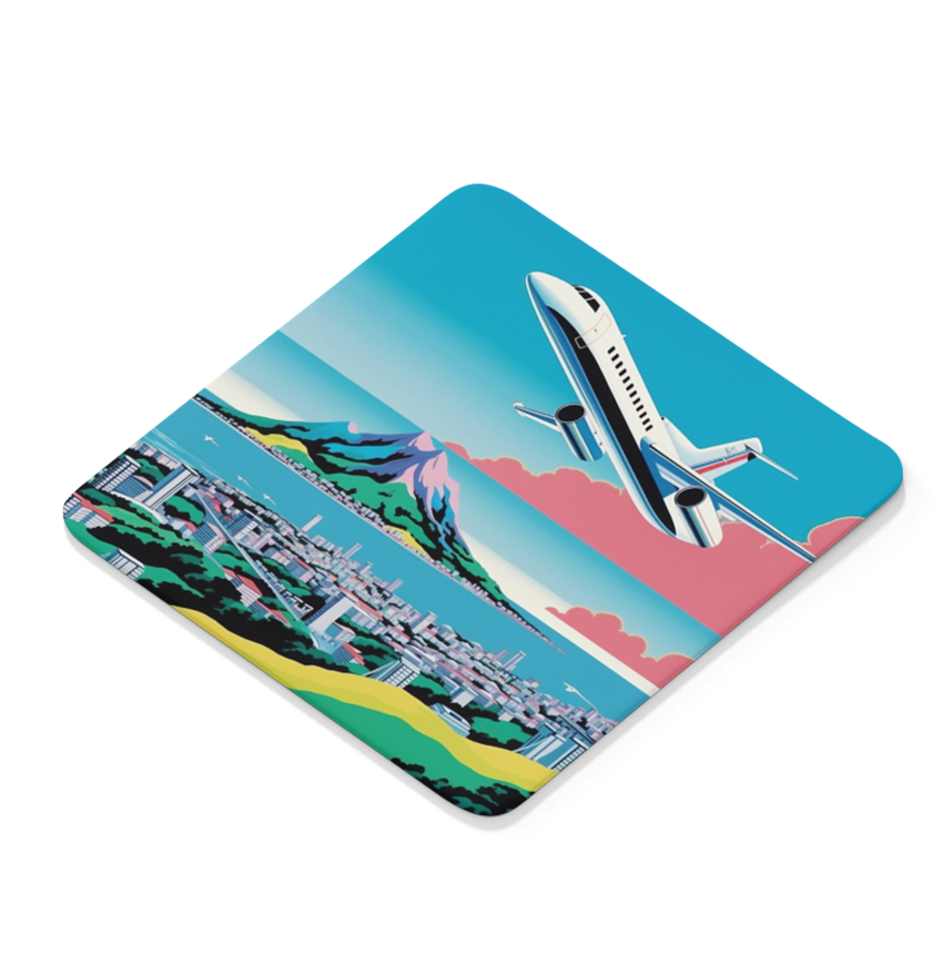 Flying Over Coast - Square Sandstone Coaster