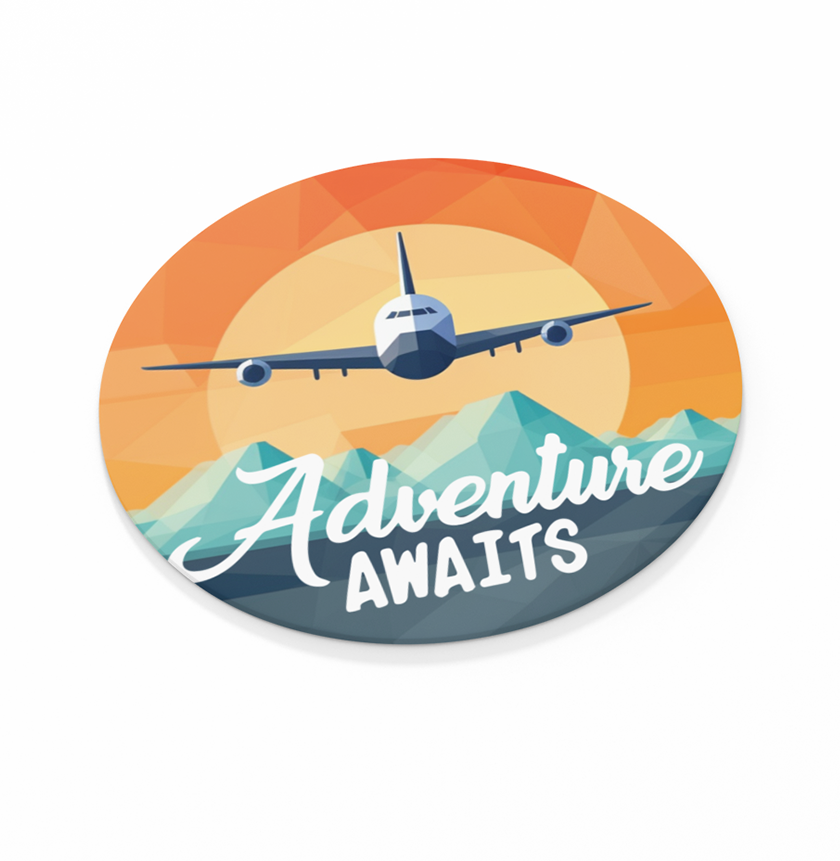 Adventure Awaits -  Round Sandstone Coaster