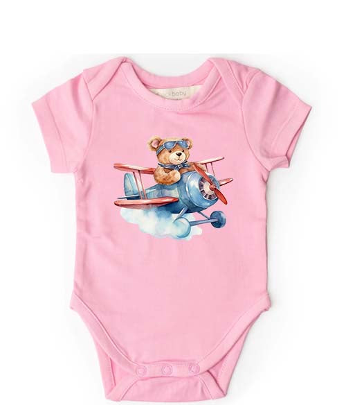 Funny Onesies - Bear in Airplane