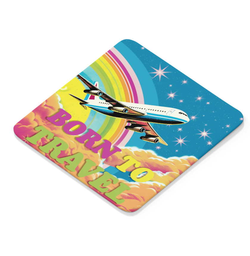 Born To Travel - Square Sandstone Coaster