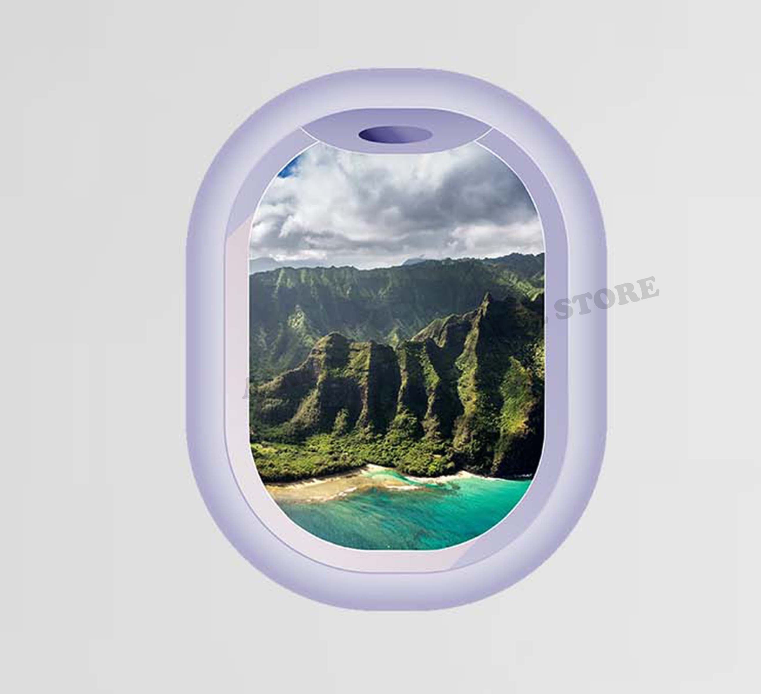 Porthole View Of Hawaiian Mountains Decal Stickers
