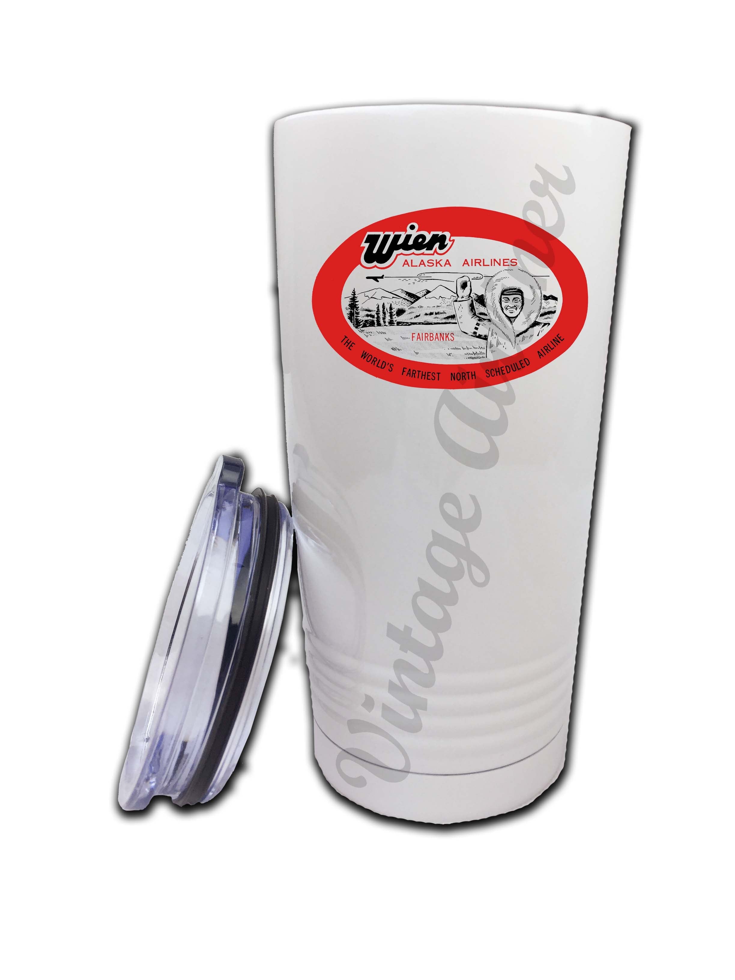 Wien Air Alaska 1960's Vintage Bag Sticker Tumbler