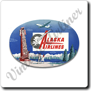 Alaska Airlines Totem Pole Bag Sticker Square Sandstone Coaster