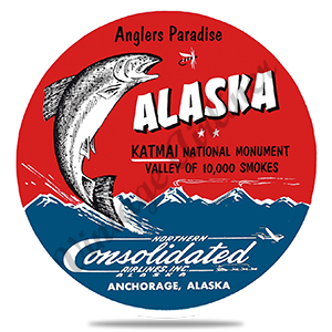 Northern Consolidated Airlines Vintage Bag Sticker Round Sandstone Coaster