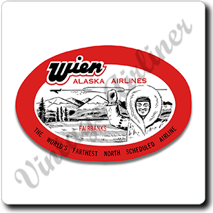 Wien Air Alaska 1960's Vintage Square Sandstone Coaster