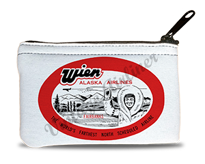 Wien Air Alaska 1960's Vintage Bag Sticker Rectangular Coin Purse