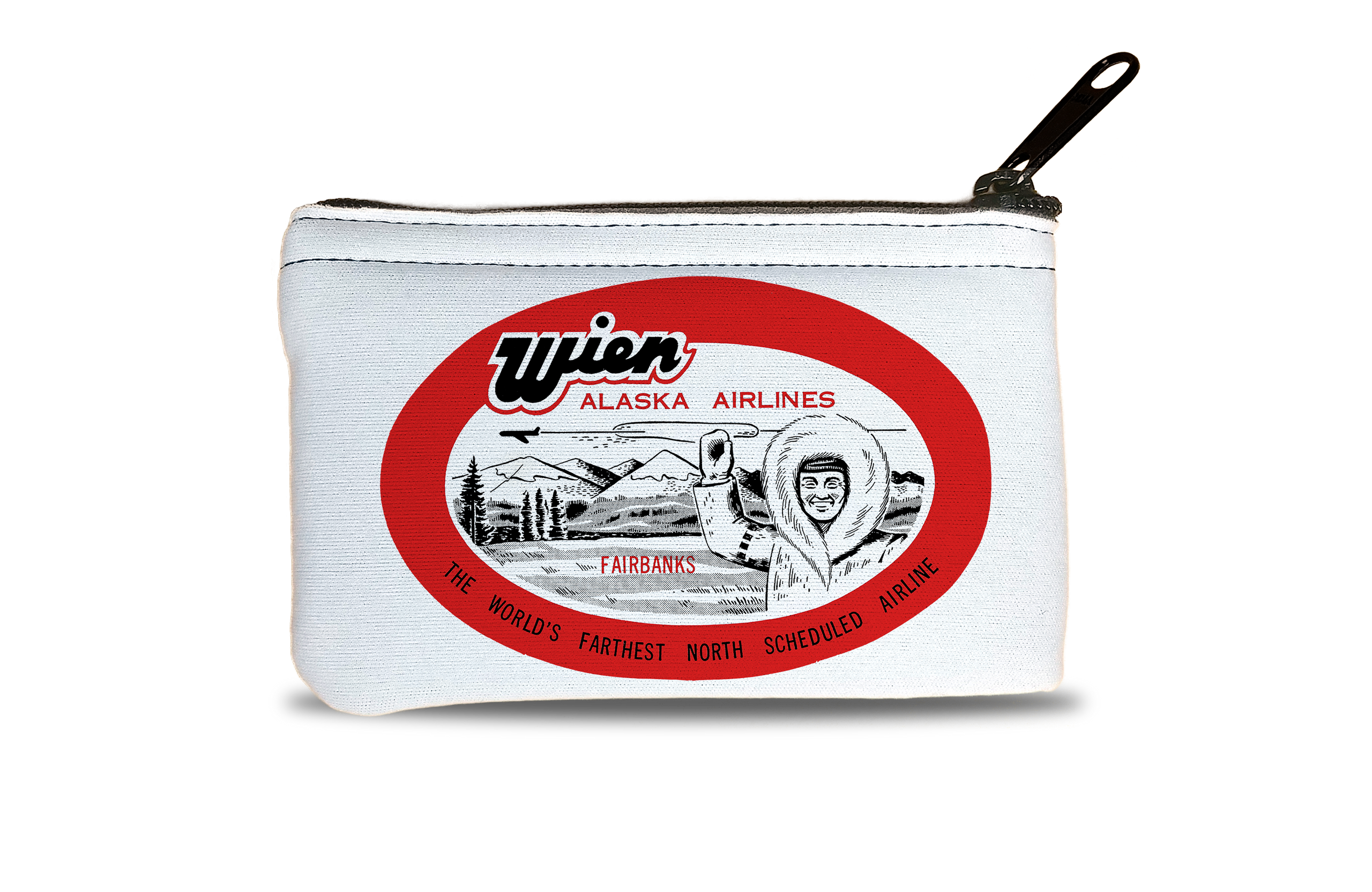 Wien Air Alaska 1960's Vintage Bag Sticker Rectangular Coin Purse