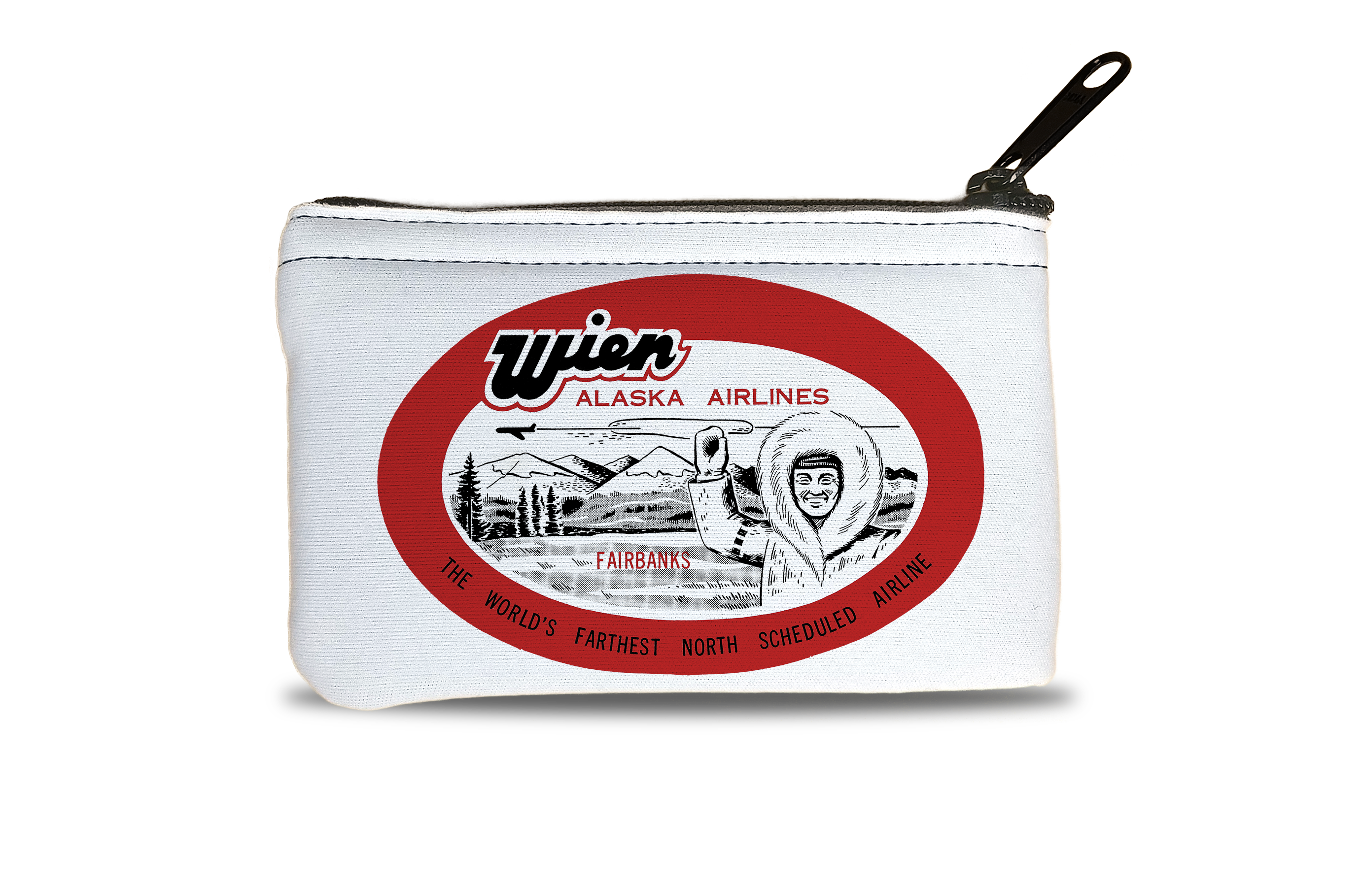Wien Air Alaska 1960's Vintage Bag Sticker Rectangular Coin Purse