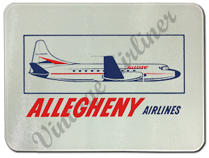 Allegheny Airlines 1960's Vintage Bag Sticker Glass Cutting Board
